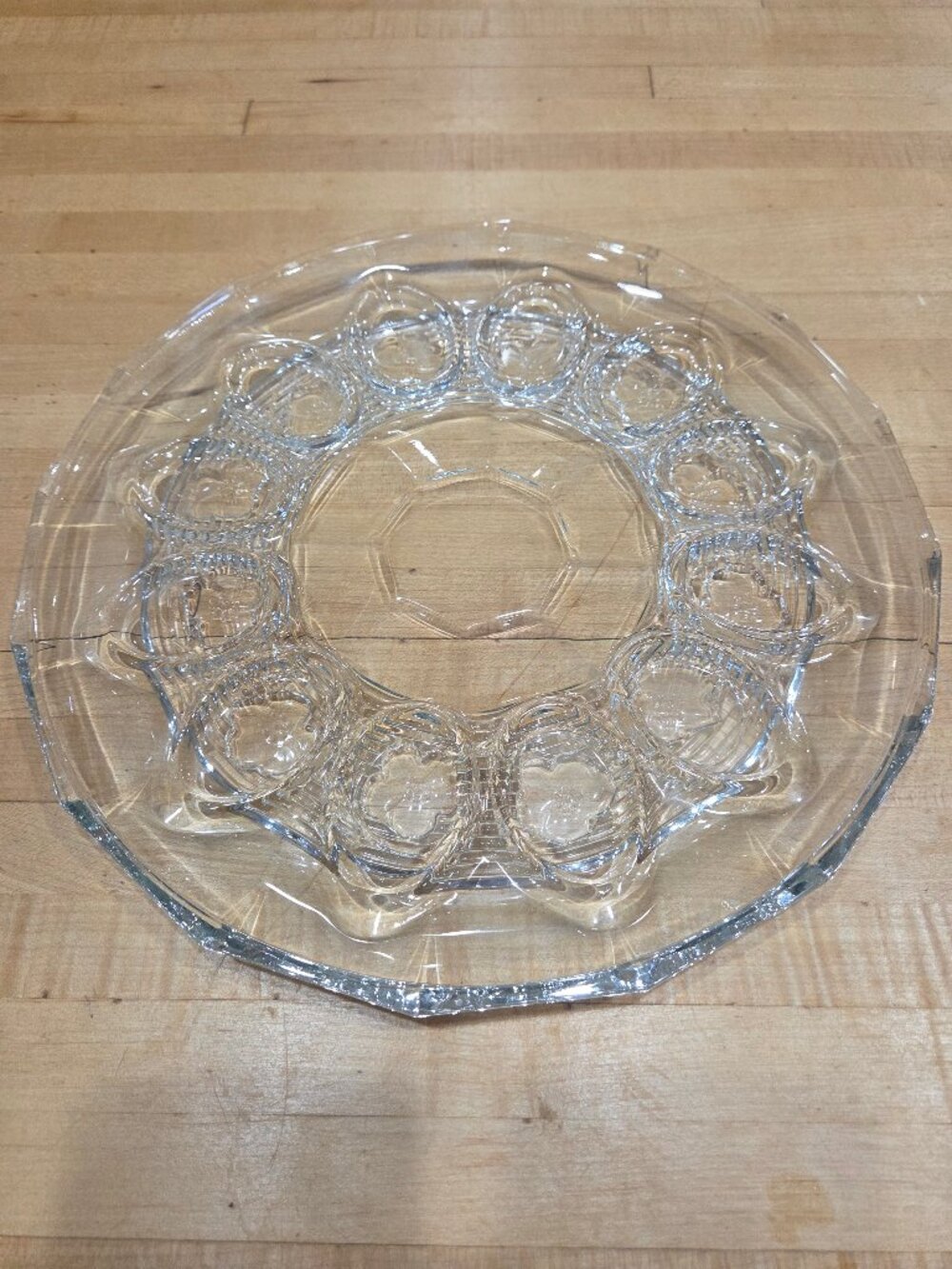 Vintage Anchor Hocking Fairfield Clear Glass Deviled Egg Plate Platter 11 Inch